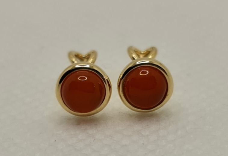 Cercei handmade aur galben 14k cu carnelian natural