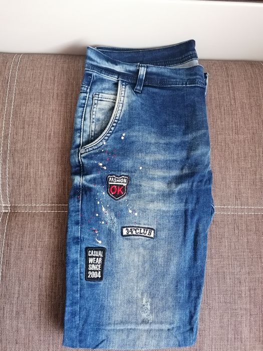 Мъжки Slim дънки с пръскана боя