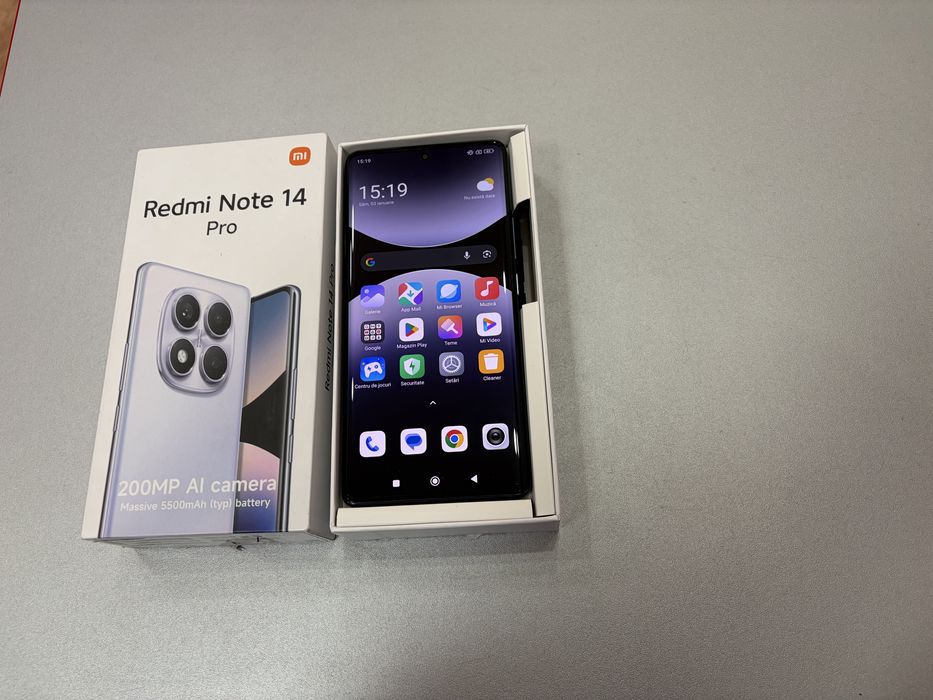 Xiaomi Redmi Note 14 Pro, 256 gb, 8 gb ram, 5G, Black, nou la cutie