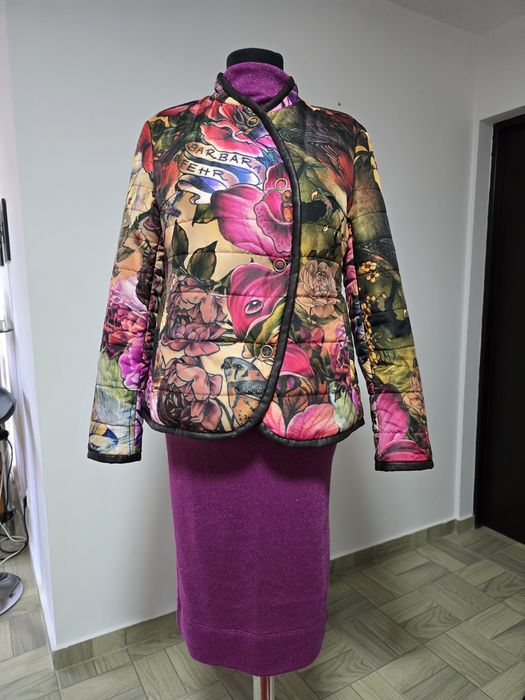 Geaca cu imprimeu floral, cu buzunare laterale