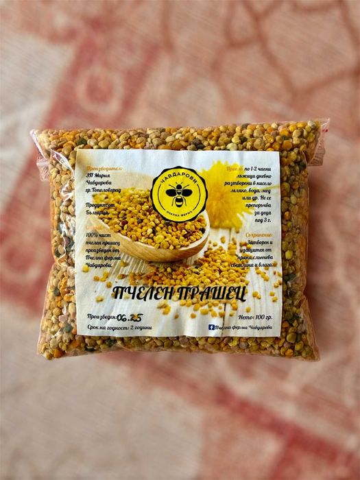 Пчелен прашец, клеева тинктура, клей/прополис, пчелен мед и продукти