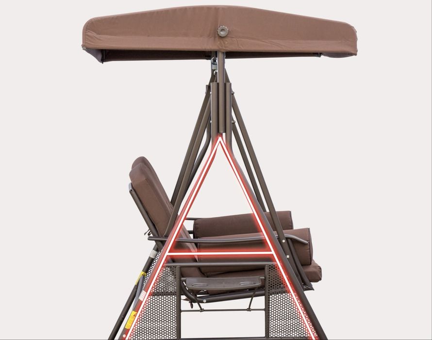 Градинска люлка Outsunny за 2 души с регулируем люк и възглавница