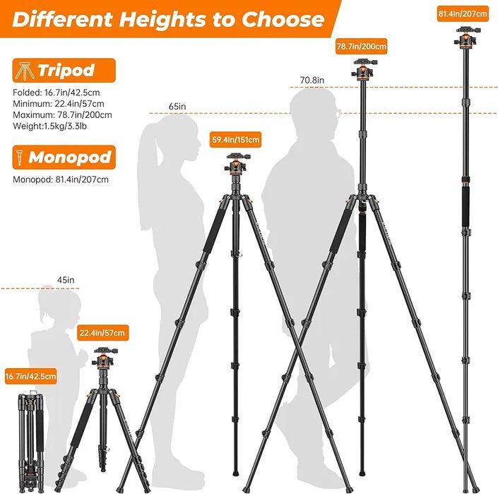 Статив за камера и смартфон Victiv 200 cm (2-в-1) статив и монопод