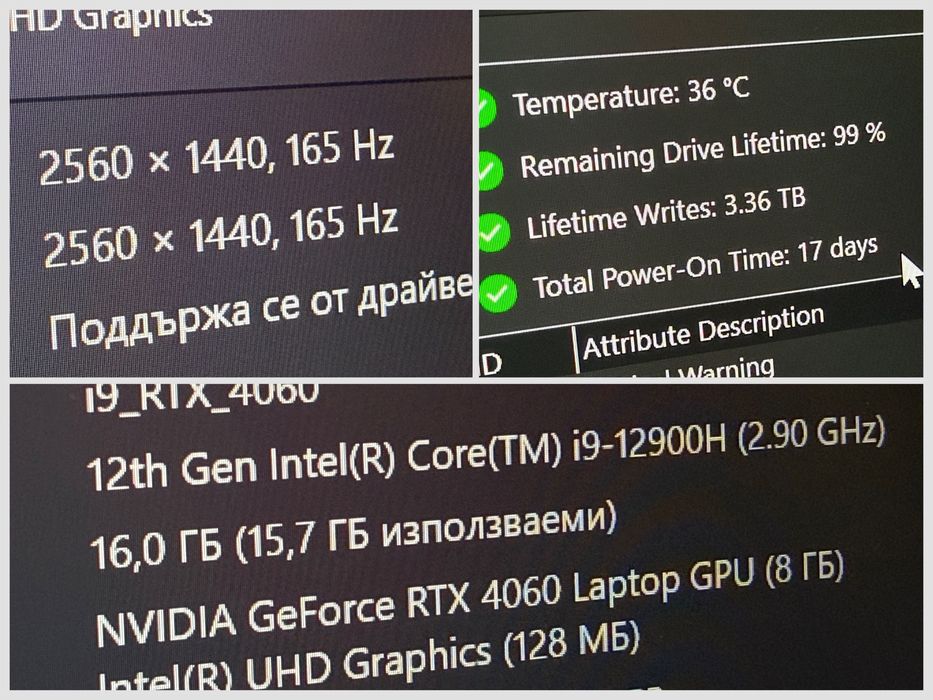 17.3 2K 165hz / i9 12900h / RTX 4060 8gb / 16GB / 512gb / Nitro / RGB