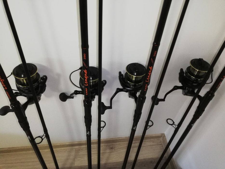 SET 4 Lansete Legend Carp 3.90 m 3.75 LBS + 4 Mulinete WindBlade 10000