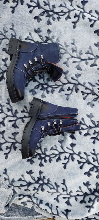 Ghete casual damă, din piele naturala, culoare blue, mărimea 36