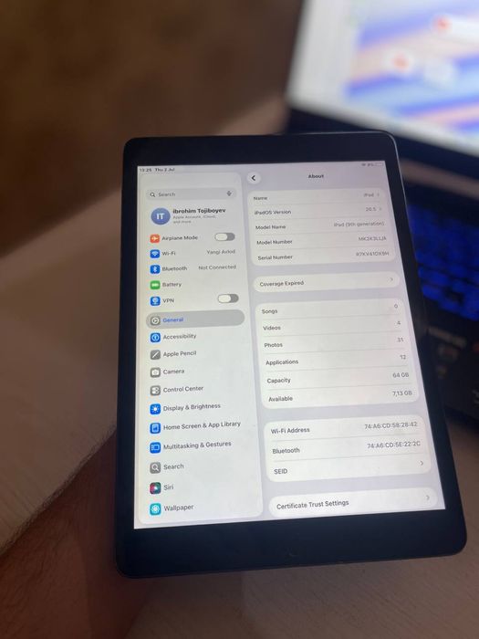 Ipad 9 pakaleniya 64gb 81 batareka