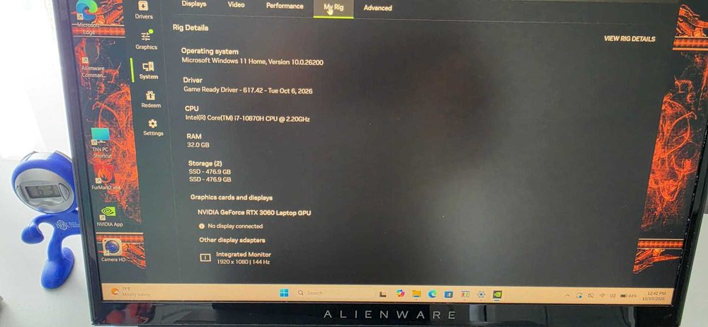 Laptop Alienware i7, 32gb ram, rtx3060, raid ssd 1tera