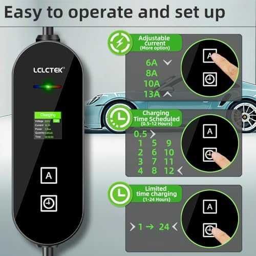 Ново Преносимо EV зарядно Type 2 3kW 6–13A за електромобили кабел кола