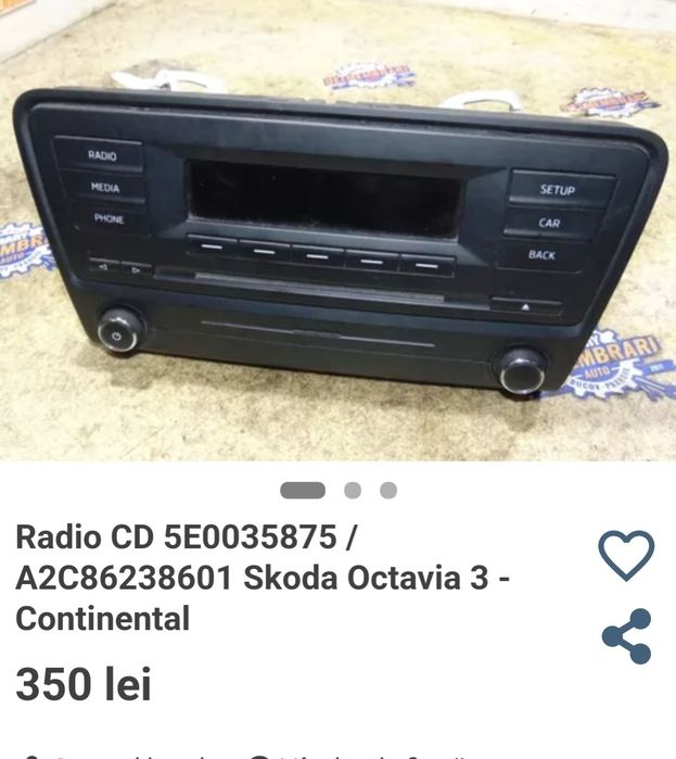 Radio CD Bluetooth Skoda Octavia 3
