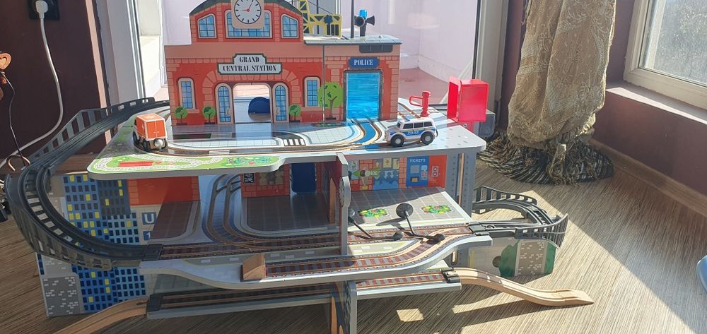 Голяма дървена писта Playtive Trsin station junior set XXL