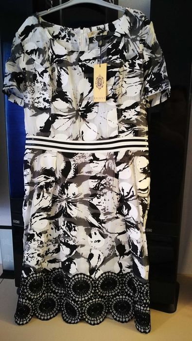 Rochie de ocazie m 44 alb cu negru Balizza