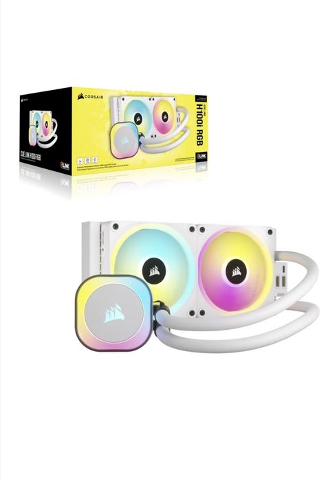 Cooler procesor AIO Corsair iCUE LINK H100i RGB, 240mm, racire cu lichid, alb
