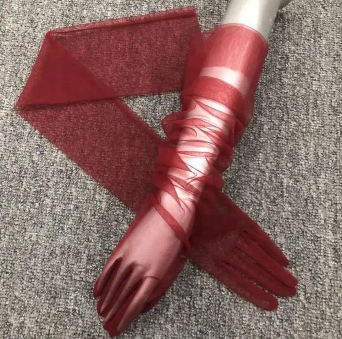 дълги ръкавици от тюл