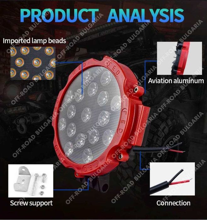 51W Диоден Фар за Джип Диоден прожектор за джипове, трактори, мотокари