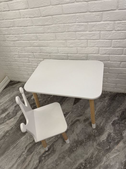 Детский столик и стул  мдф белый
