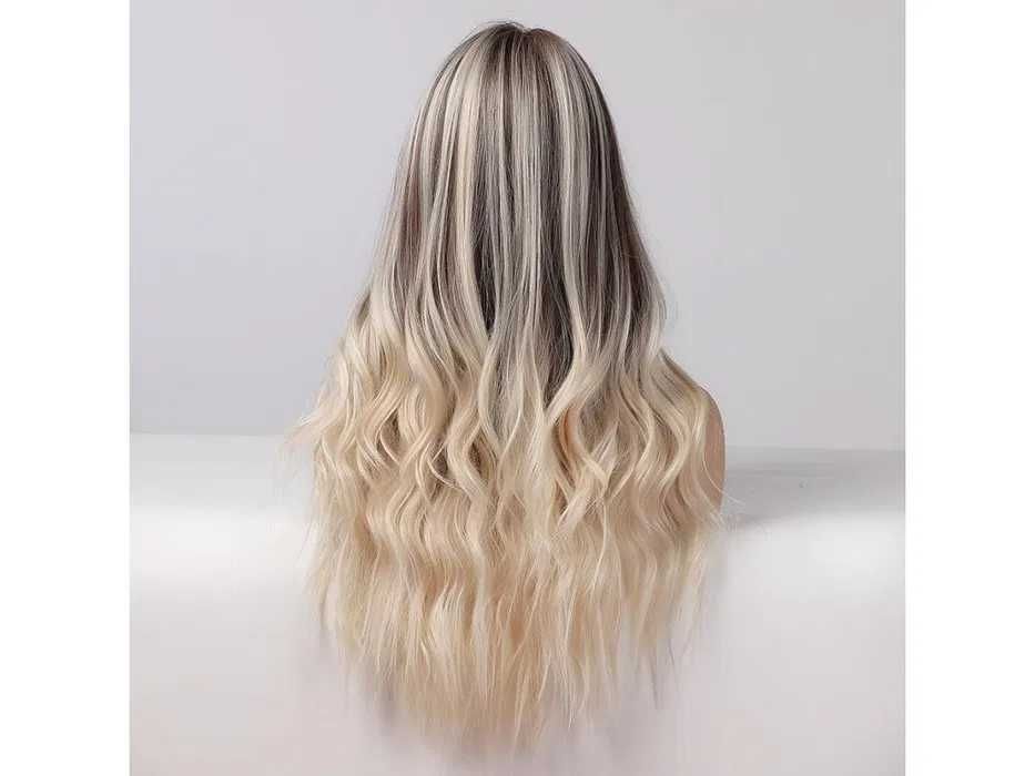 Омбре кафява перука с руси кичури балеаж