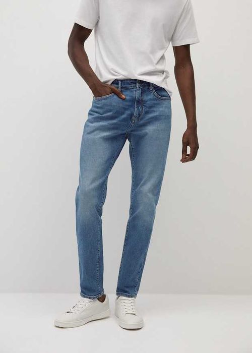Jeans Blugi Mango Tom tapered fit din Bumbac Lyocell Confort Jeansi