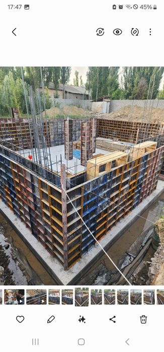 Opalubka kalonna.fundament.regil.sesma uchun arenda