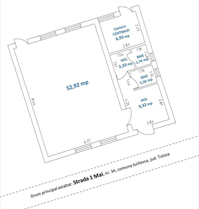 Vând casă, com Jurilovca, jud Tulcea, 1700 mp teren, 750m de noul port