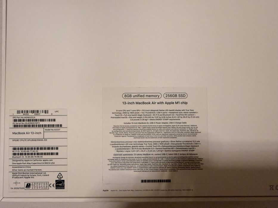 Apple Macbook M1 8GB/256GB SSD