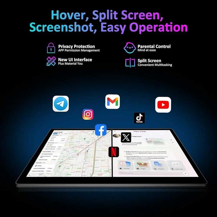 Огромен 14 инчов Таблет BEYNIVAN Android 15 36GB RAM 256GB ROM, USB-C