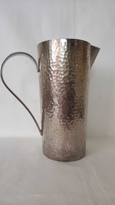 Голяма стара кована френска кана от месинг масивна