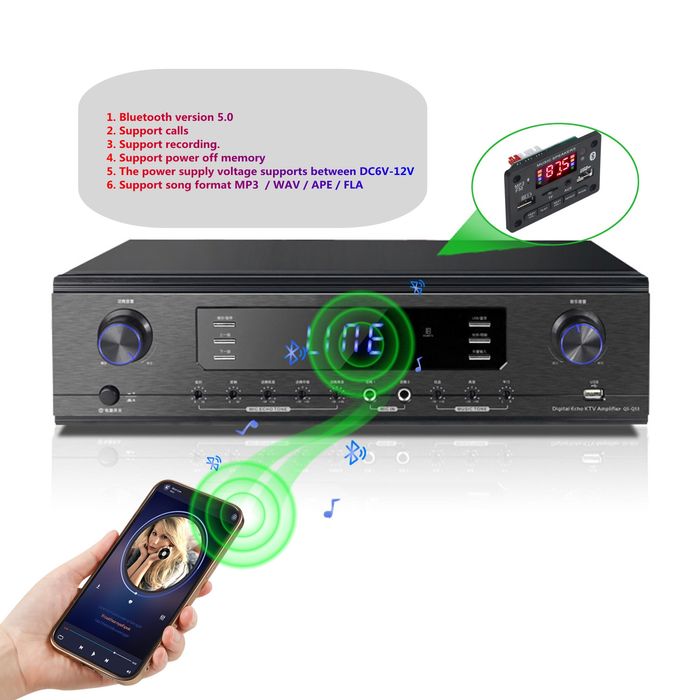 Mp3 player 2*25W,6-12V Kebidu за вграждане папки ,Rec, Call,Tf, Usb,FM