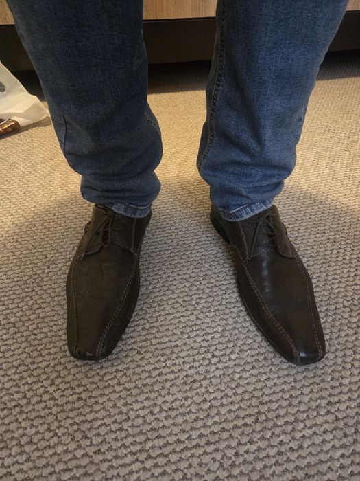 Pantof Piele, maro inchis, stare f buna, 44-45