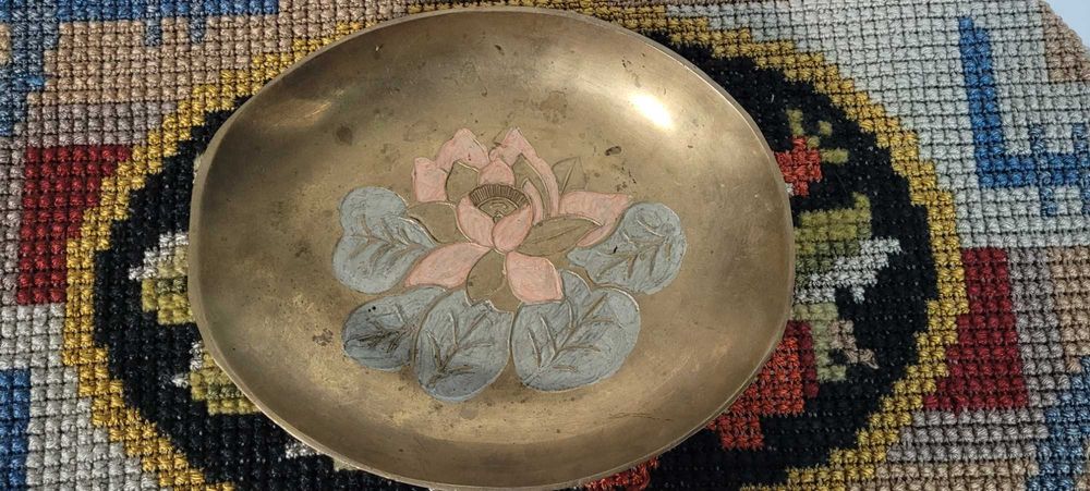 Tava vintage / Platou / Centru de masa din bronz /alama