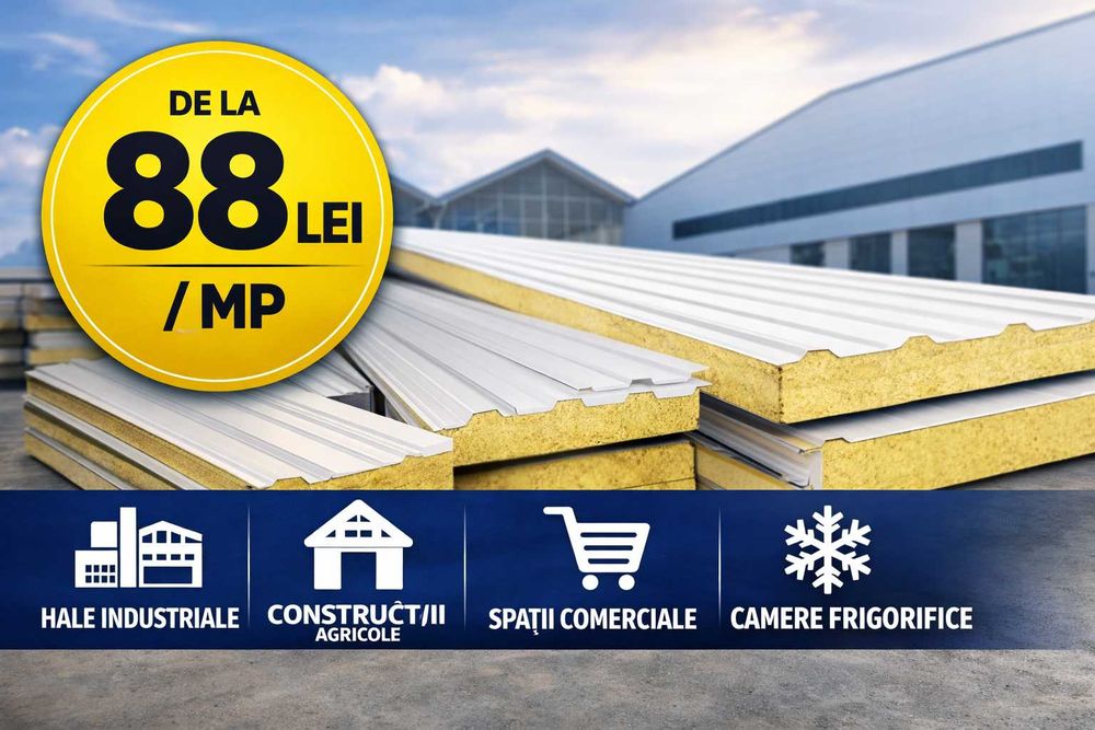 Panouri sandwich spuma PIR/PUR – pentru hale, depozite, ferme