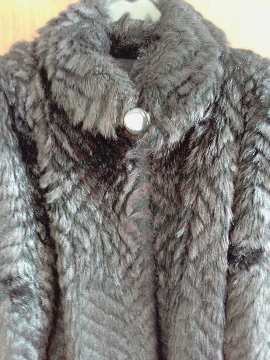 Палто от еко кожа - черно