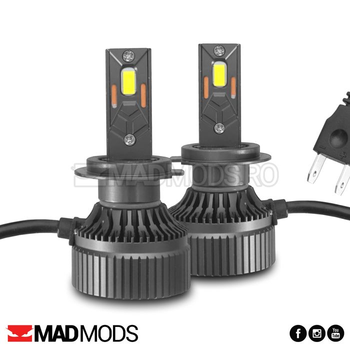 Set 2 Becuri Led H1 H3 H4 H7 H8 H9 H11 HB3 HB4 180W 6000k Canbus