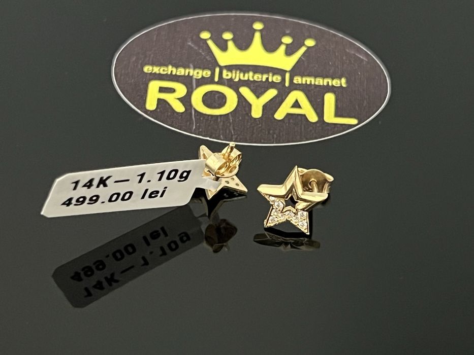Bijuteria Royal CB : Cercei stea aur 14K 585. 1,10 gr