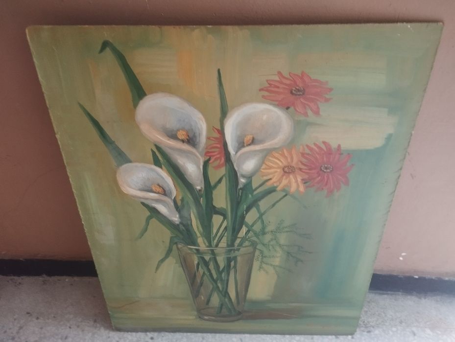 Голяма картина масло върху фазер с подпис