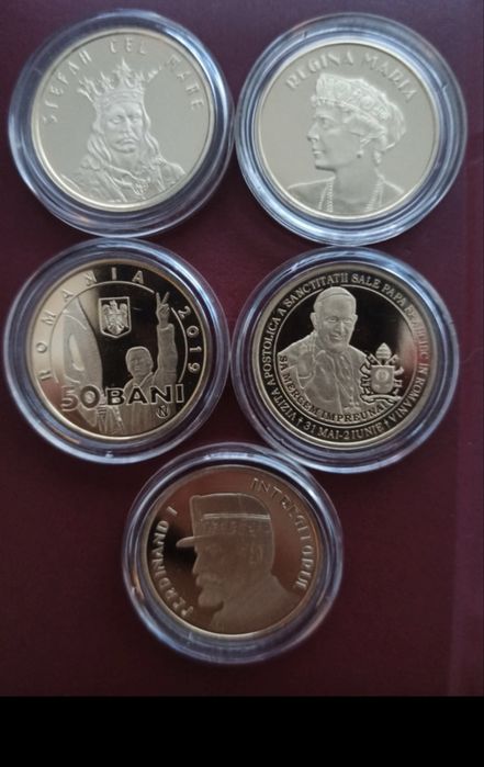 Lot monede 50 bani calitate proof, necirculante, de colectie 5 bucati
