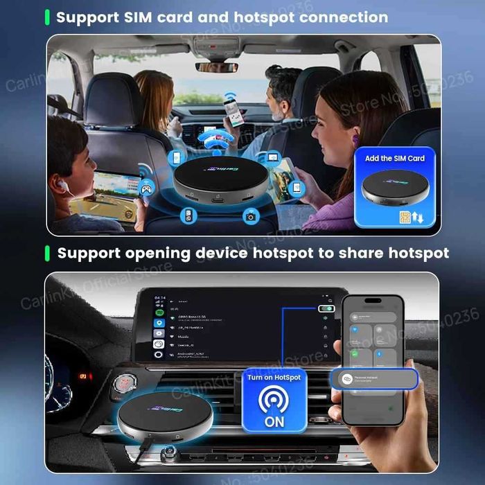 Tbox-Ultra 4 CarlinKit Android 15 TV Box 5G/4G LTE SM6350 Безжичен Android Auto & CarPlay AI Box за Netflix IPTV GPS 8GB + 128GB