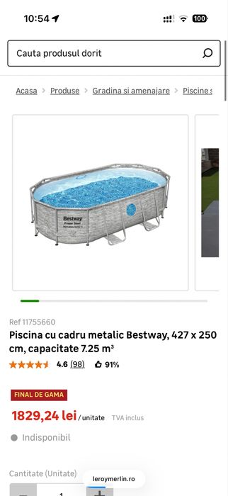 Piscina 427 x 250 ovala