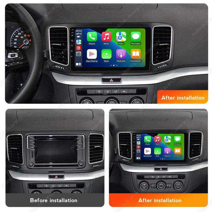 NAVIGATIE Android 14 VW Sharan 2012-2018 Waze YouTube CarPlay + CAMERA