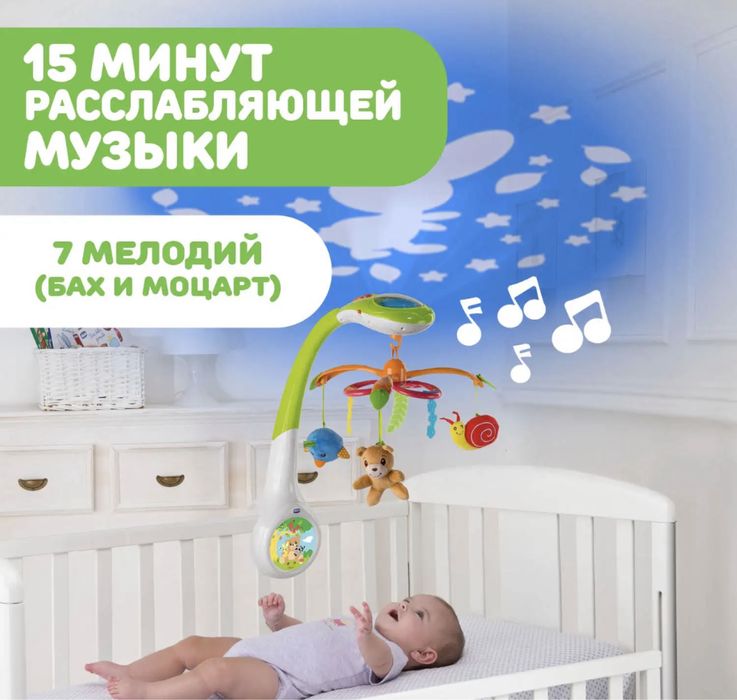 Chicco мобиль с проекцией, коробка есть