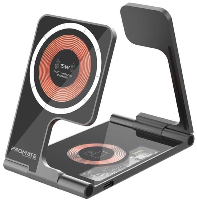 Зарядна станция ProMate AURAFOLD TRIO 15W Magsafe 3in1 Черна ЗАРЯДНО