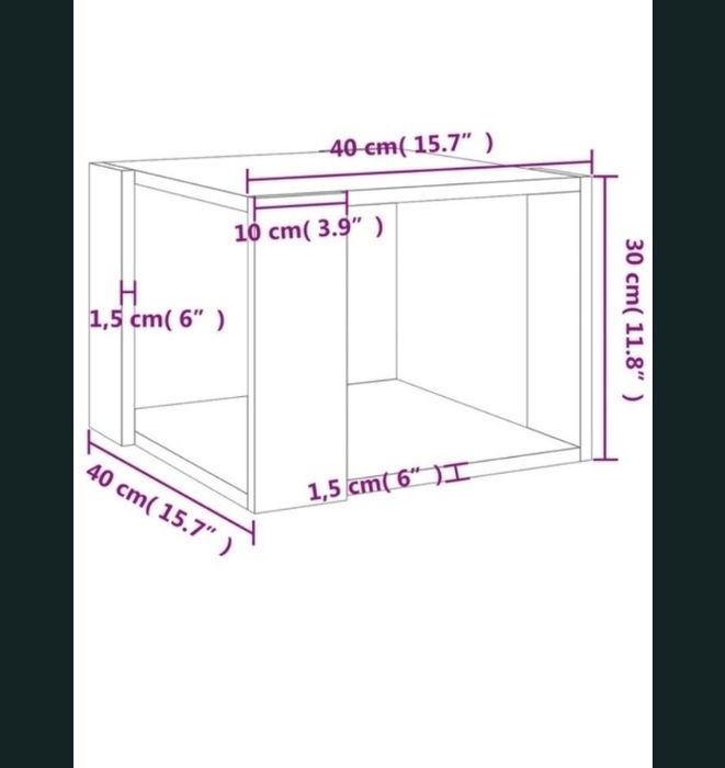 Masa de cafea, gri beton, 40x40x30 cm