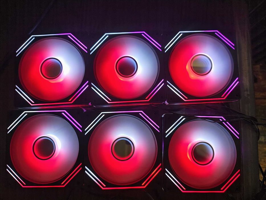 6 X Cooler Ventilator Acegeek ARGB PWM Infinity Mirror Black 120mm.