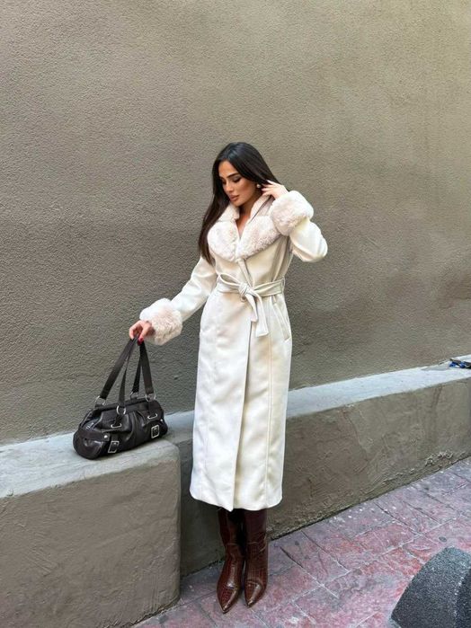 Дълго палто с пух