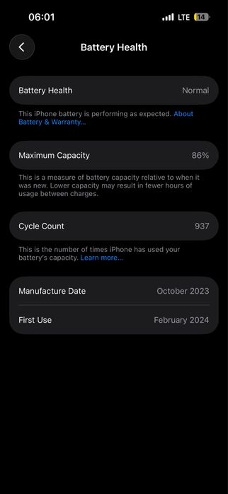 Iphone 15pro 256 86%