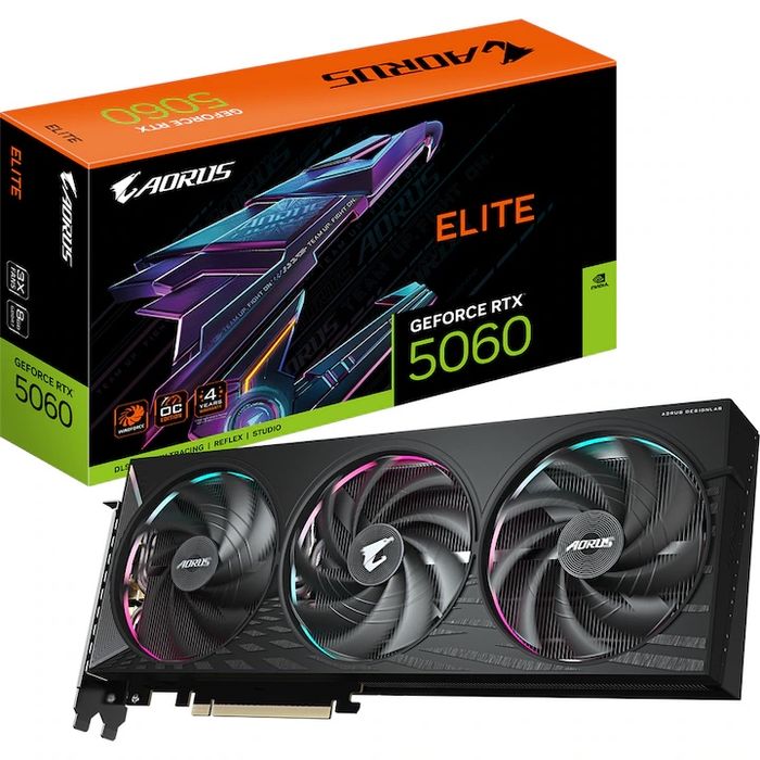 Видеокарта GIGABYTE AORUS Elite GeForce RTX 5060, 8GB GDDR7