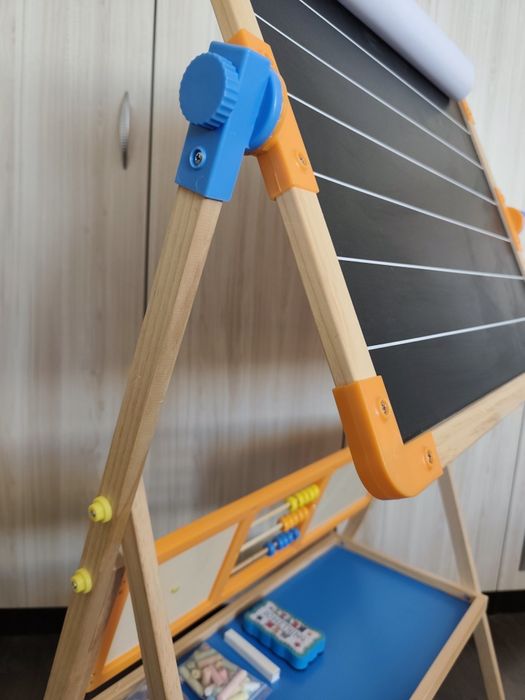 Дървена бяла дъска със статив 3 в 1