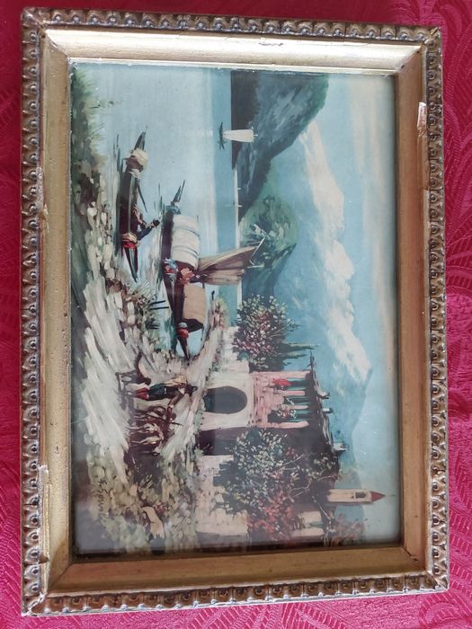 Litografie veche cu semnătură