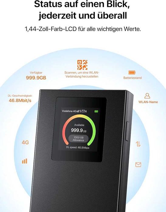 Мобилен WiFi рутер Tenda, преносим Hotspot Wi-Fi 6, 2100mAh, USB-C, мини размер