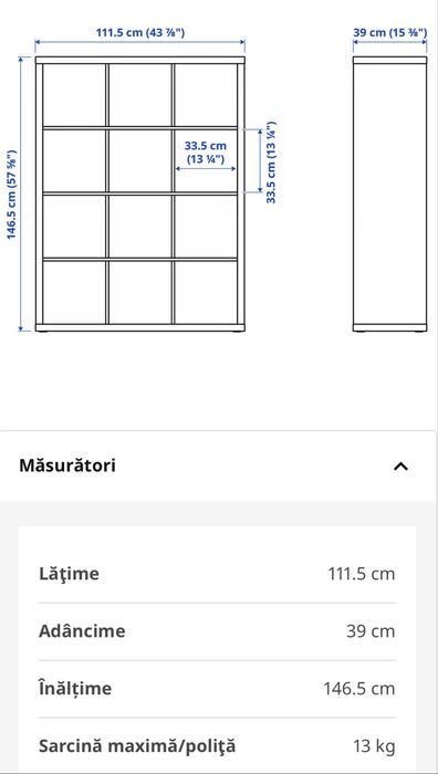 Etajera IKEA, Alb 112 cm x 147 cm